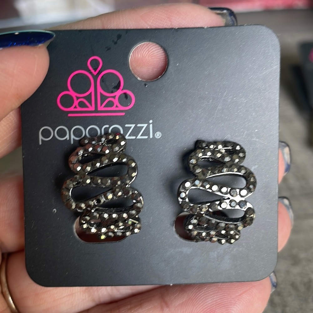 Black marcasite clips ons